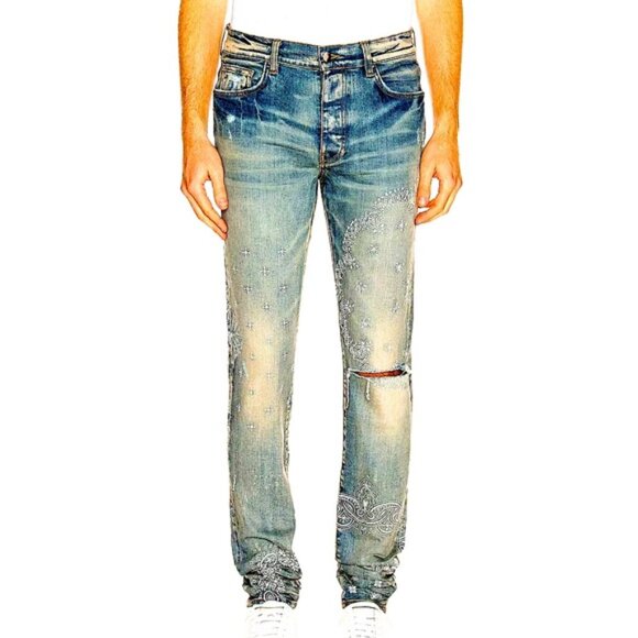 New, unworn Amiri jeans in paisley clay indigo, size 32W inseam 33, authentic :) - Picture 1 of 12